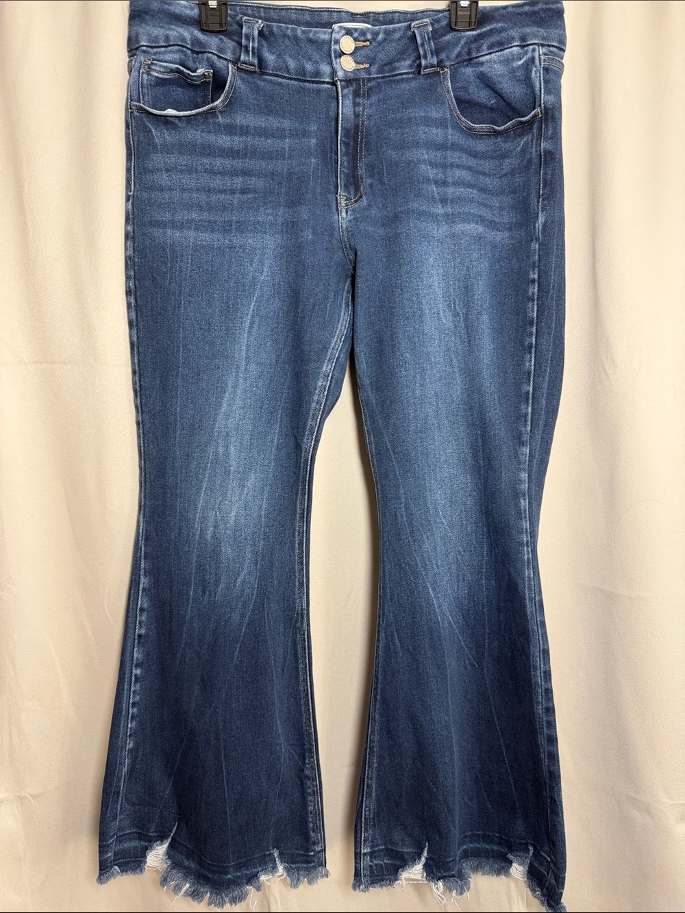 KanCan Signature Mid Rise Flare Distressed Hem Jeans Size 33